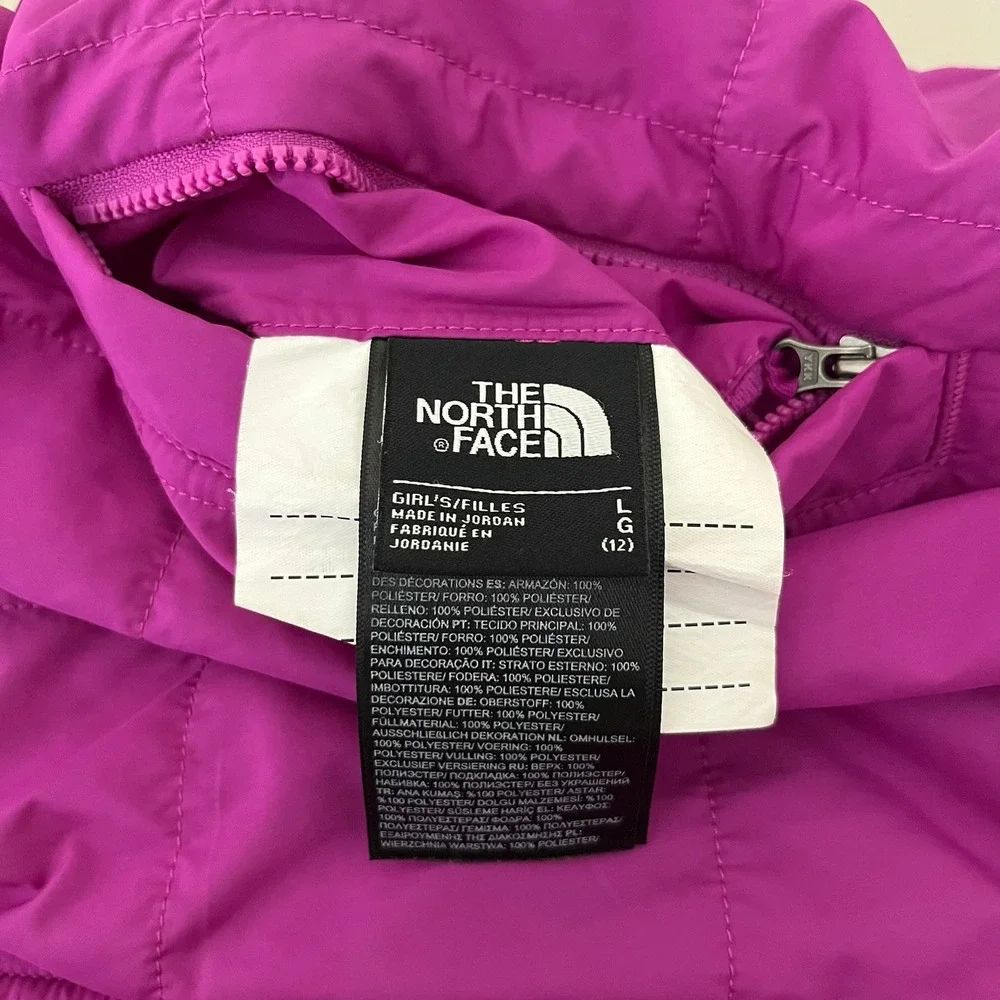 The North Face Girls Purple Quilted Hooded Reversible Jacket Size Large 12